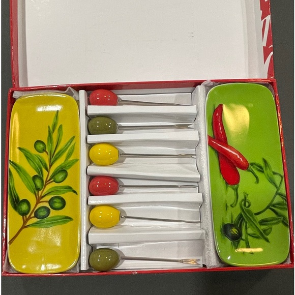 12 PC Geneviève Lethu vintage olive & pepper tapa appetizer dish set From France - Picture 4 of 10